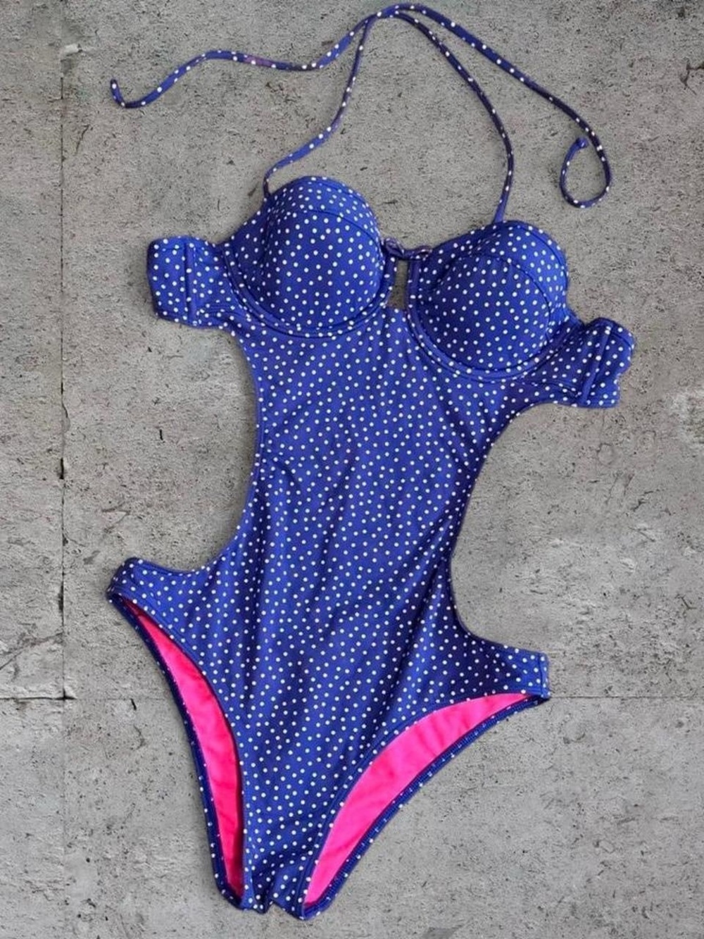 Abercrombie & Fitch blue polka dot one piece swimsuit - Picture 3 of 8